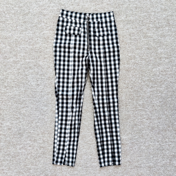 Urban Outfitters Plaid Black & White High Waist Zip Skinny Pants Stretchy Size S - Picture 1 of 6